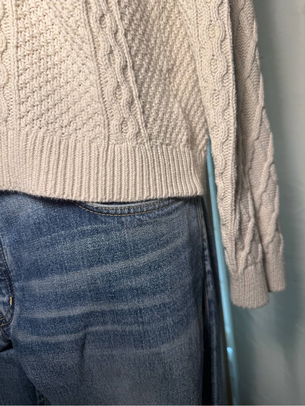 Vintage J. Crew Textured Cotton Cable Crewneck Sweater in Off-White - Picture 3 of 8